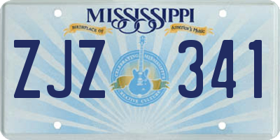 MS license plate ZJZ341