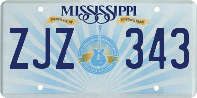 MS license plate ZJZ343