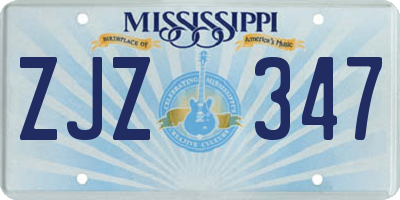 MS license plate ZJZ347