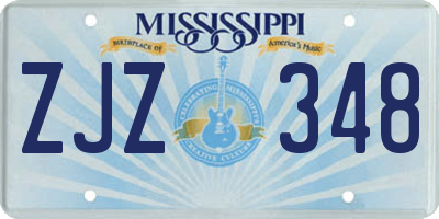MS license plate ZJZ348