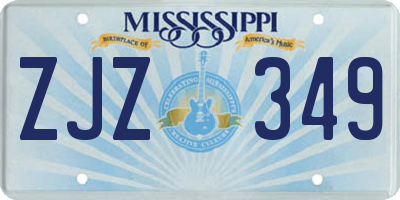 MS license plate ZJZ349