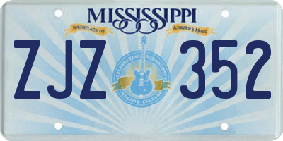 MS license plate ZJZ352