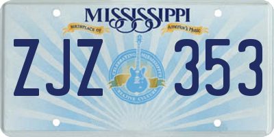 MS license plate ZJZ353