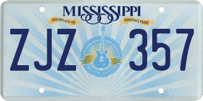 MS license plate ZJZ357