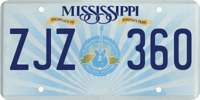 MS license plate ZJZ360