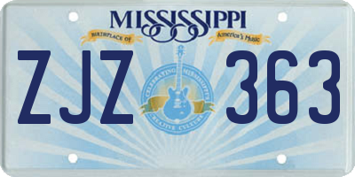 MS license plate ZJZ363