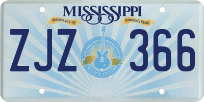 MS license plate ZJZ366