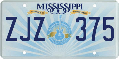 MS license plate ZJZ375