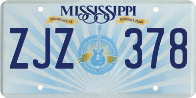 MS license plate ZJZ378
