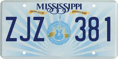 MS license plate ZJZ381