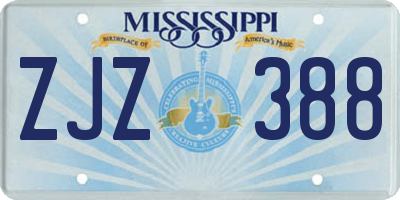 MS license plate ZJZ388