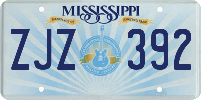 MS license plate ZJZ392