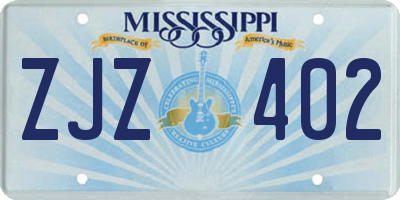 MS license plate ZJZ402