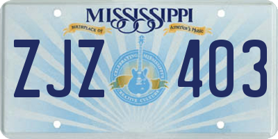 MS license plate ZJZ403