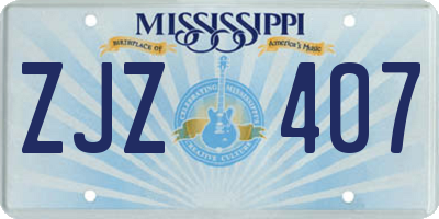 MS license plate ZJZ407