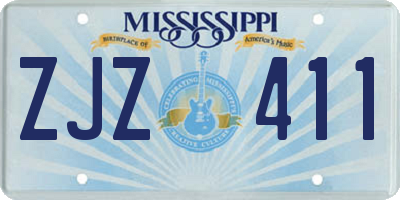 MS license plate ZJZ411