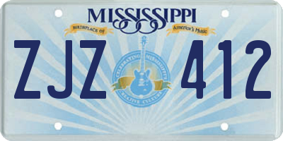 MS license plate ZJZ412
