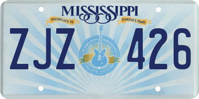 MS license plate ZJZ426
