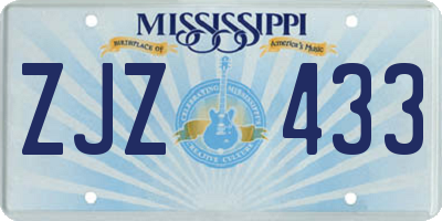MS license plate ZJZ433