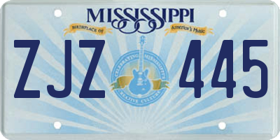MS license plate ZJZ445