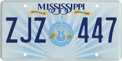 MS license plate ZJZ447