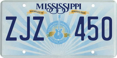 MS license plate ZJZ450