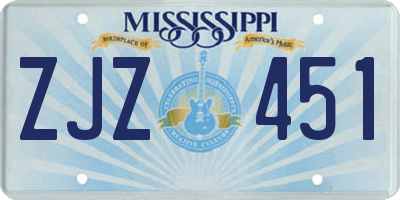 MS license plate ZJZ451
