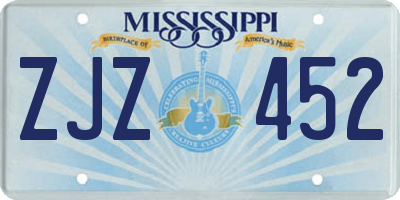 MS license plate ZJZ452