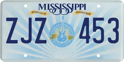 MS license plate ZJZ453