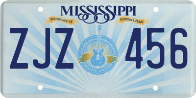 MS license plate ZJZ456