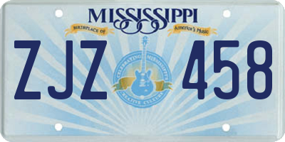 MS license plate ZJZ458