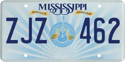 MS license plate ZJZ462