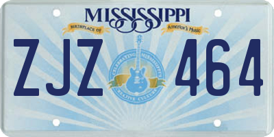 MS license plate ZJZ464