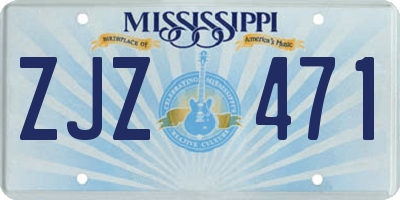 MS license plate ZJZ471