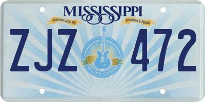 MS license plate ZJZ472