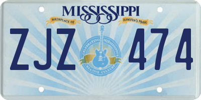 MS license plate ZJZ474