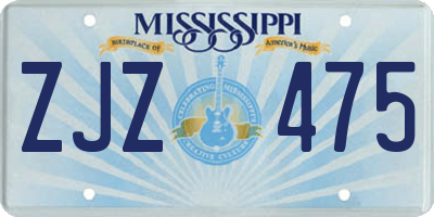 MS license plate ZJZ475