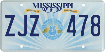MS license plate ZJZ478