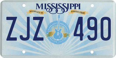 MS license plate ZJZ490