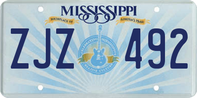 MS license plate ZJZ492