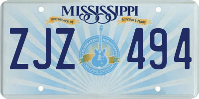 MS license plate ZJZ494