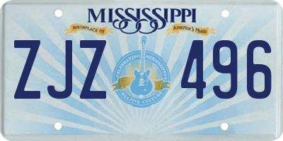 MS license plate ZJZ496