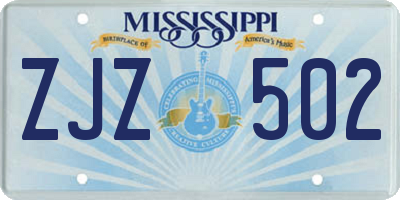 MS license plate ZJZ502