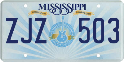 MS license plate ZJZ503