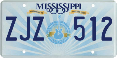 MS license plate ZJZ512