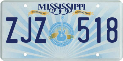 MS license plate ZJZ518