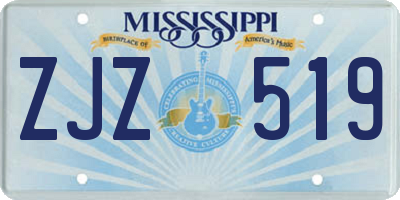 MS license plate ZJZ519