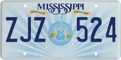 MS license plate ZJZ524