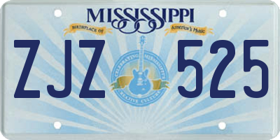 MS license plate ZJZ525