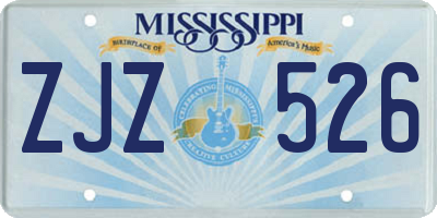 MS license plate ZJZ526